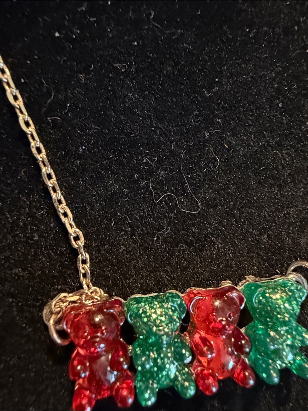 Gold-Tone Necklace with Red & Green Gummy Bear Charms - Picture 2 of 4